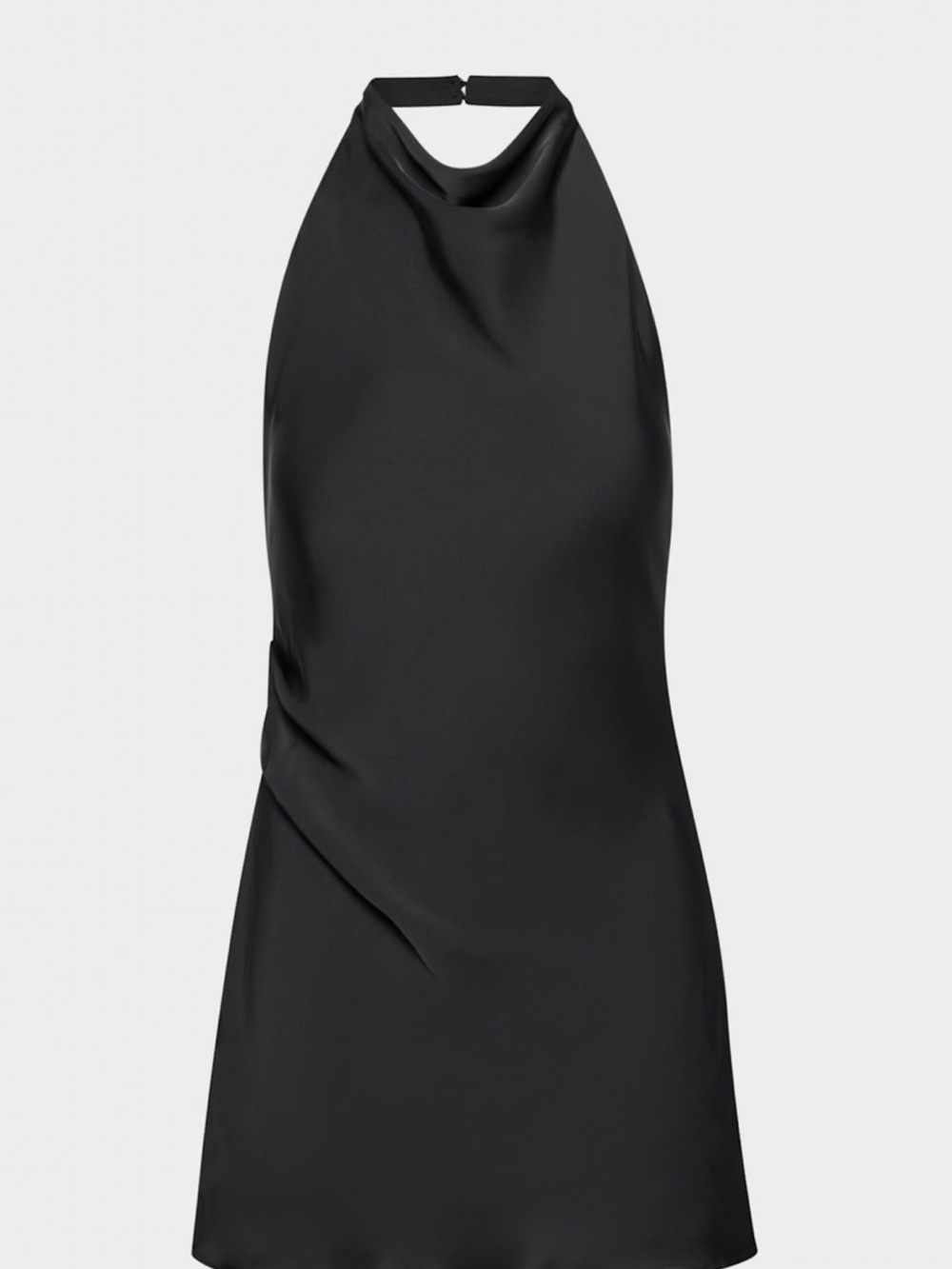Aritzia Black Satin Halter Mini Dress